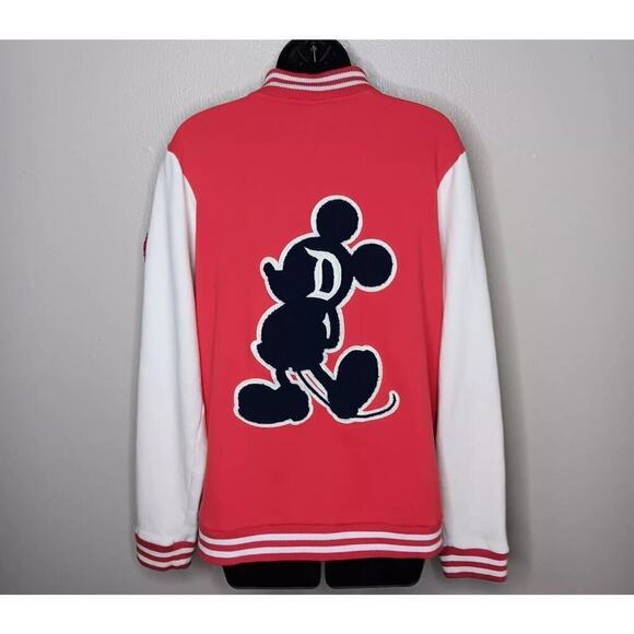 Disney Jackets & Blazers - Disney Parks Women's XL Bomber Jacket Varsity Letterman’s Mickey Mouse Snaps Red